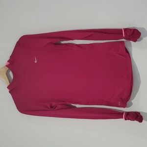 NIKE Dry-fit Pink long sleeve thin Running Hoodie with thumb holes & pockets XS